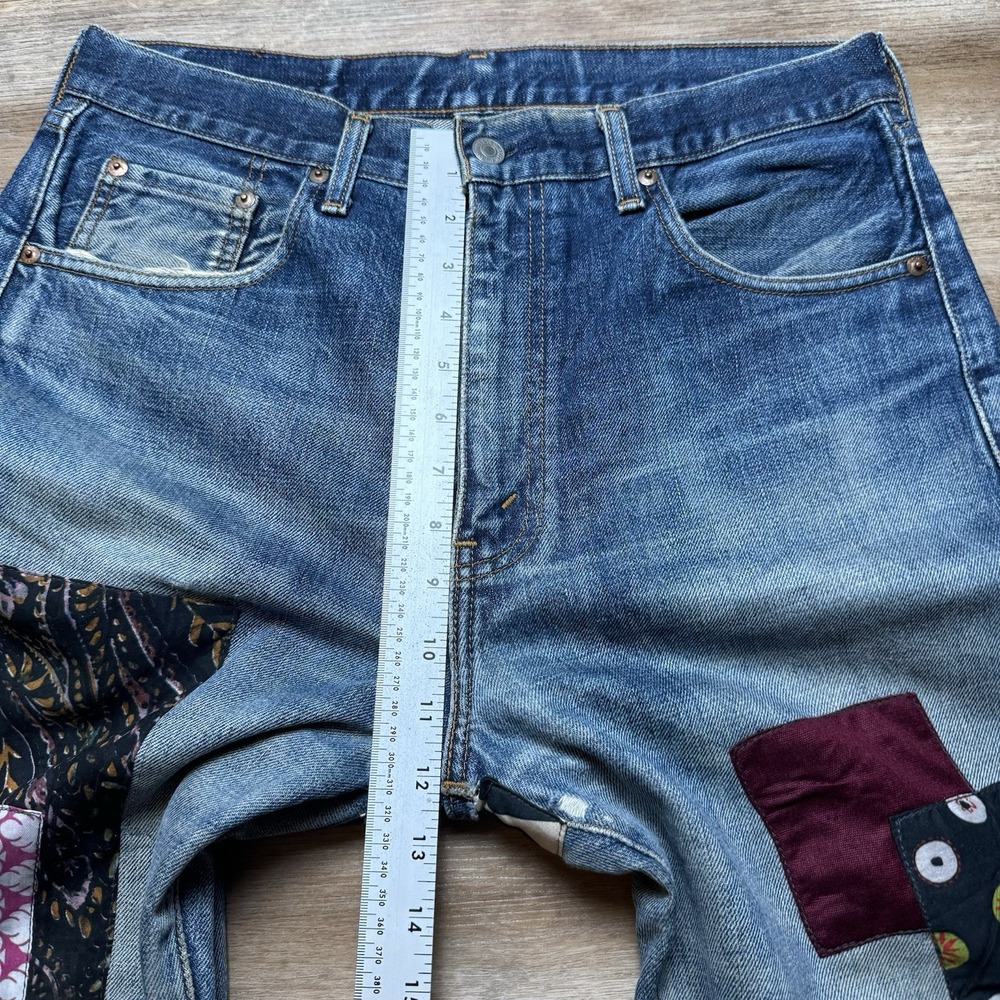 Vintage Levi's 502xx Jeans Mens 32x30 Blue Custom Patchwork Big E Talon Zip - Picture 15 of 16